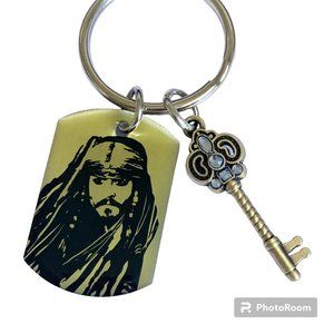 Vintage Disney Pirates of the Caribbean Keychain Keyring Charm Skull Crossbones